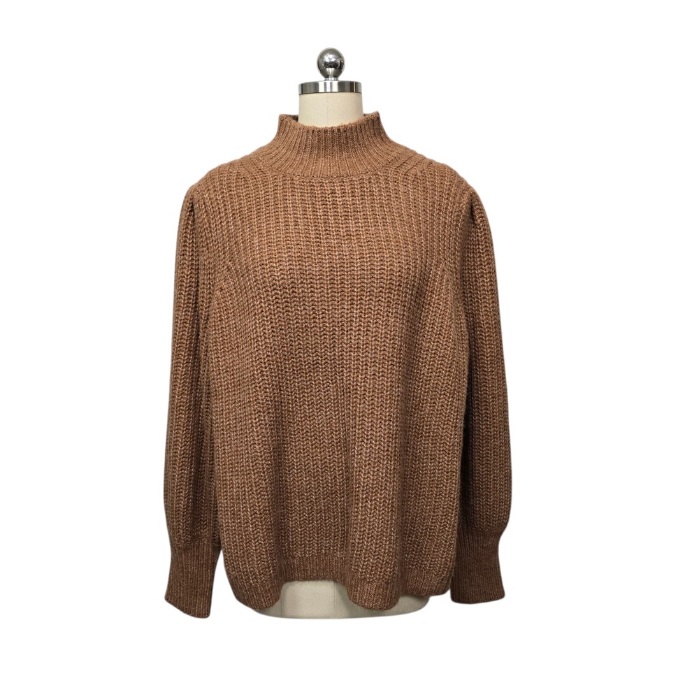 NWT Boden Brown Wool Alpaca Blend Ribbed Mock Neck Sweater K0677 US 14